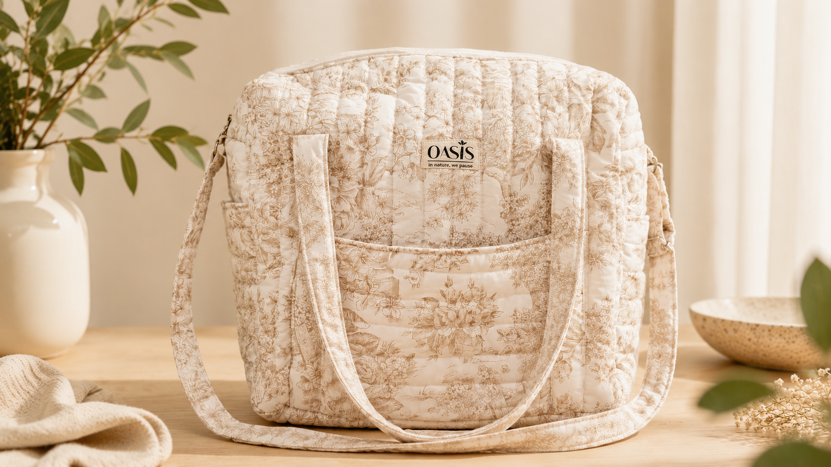 Attache poussette - Sac Weekender - Toile de Jouy