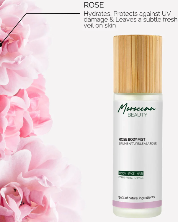 Brume naturelle à la rose - +94% naturel
