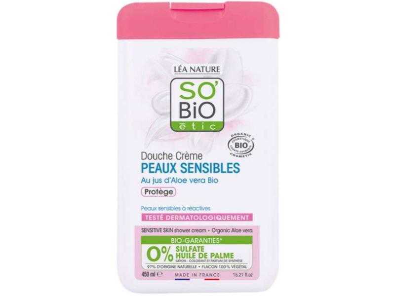 SO BIO douche creme peaux sensibles au jus d'aloe vera bio 450ml