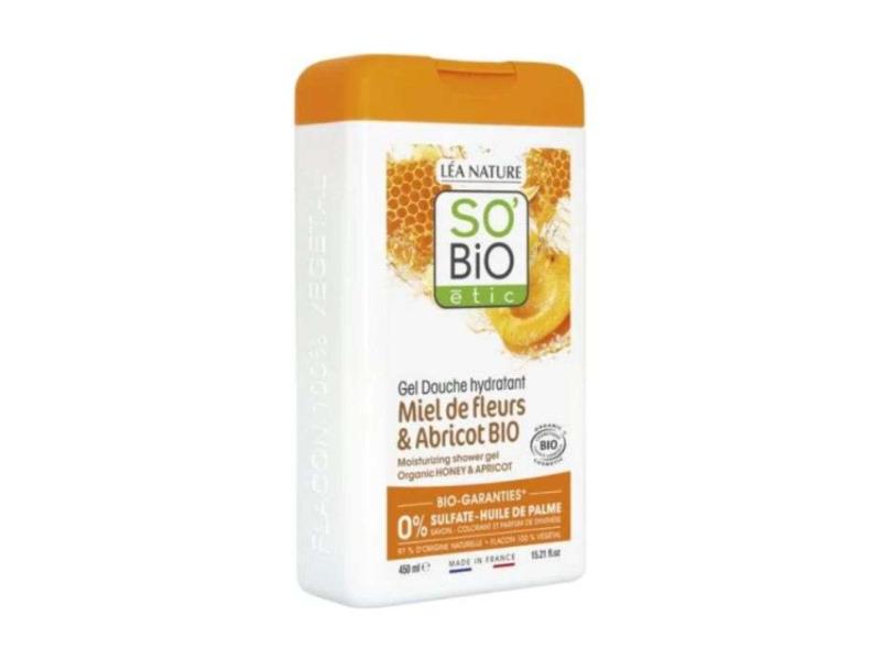SO BIOBGel Douche Hydratant au Miel de Fleurs et Abricots Bio 450 mL