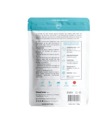 Poudre de Sidr (Jujubier) – Nettoyant végétal doux & soin du cuir chevelu